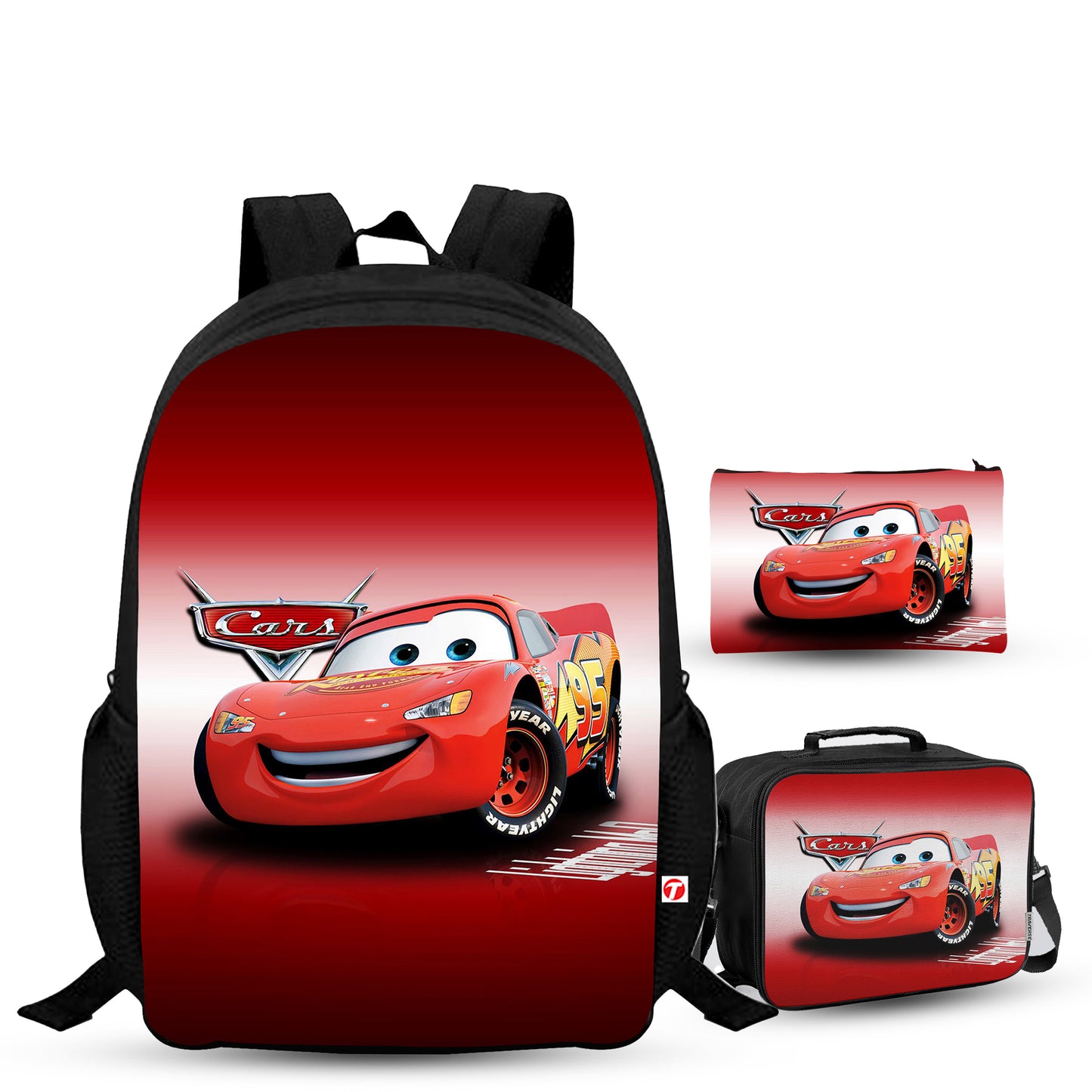 Traverse Car Backpack, Lunch Box & Pouch Bundle for Boys And Girls