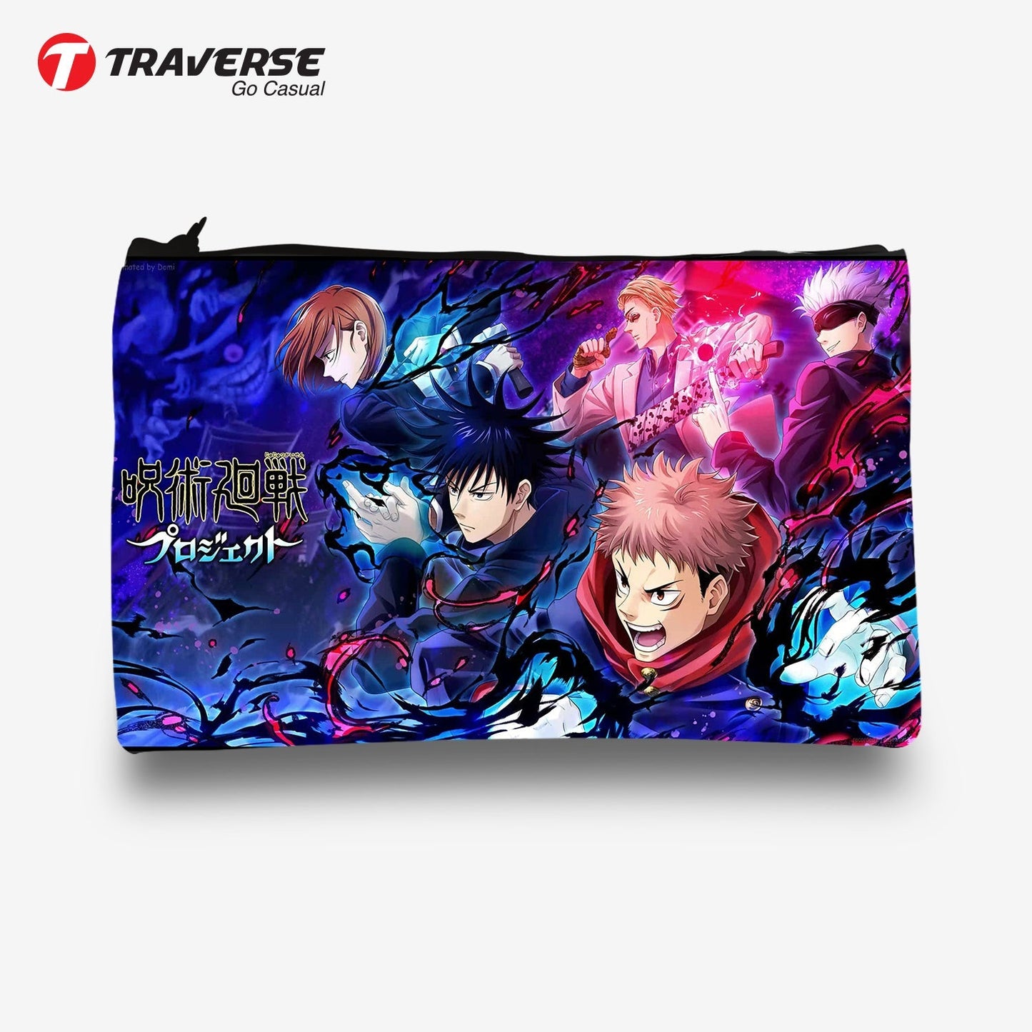 Traverse (Goju Satoru Anime, Jujutsu, Art) Pencil pouch for Boys & Girls. Printed on Fabric.
