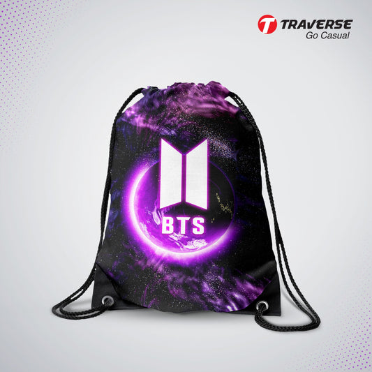 BTS Drawstring Bag- Best KPOP design digitally printed on strong fabric by Traverse