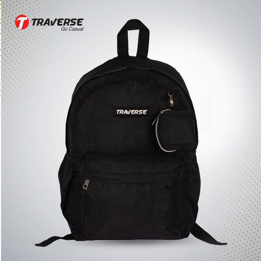 Traverse matt black college bag