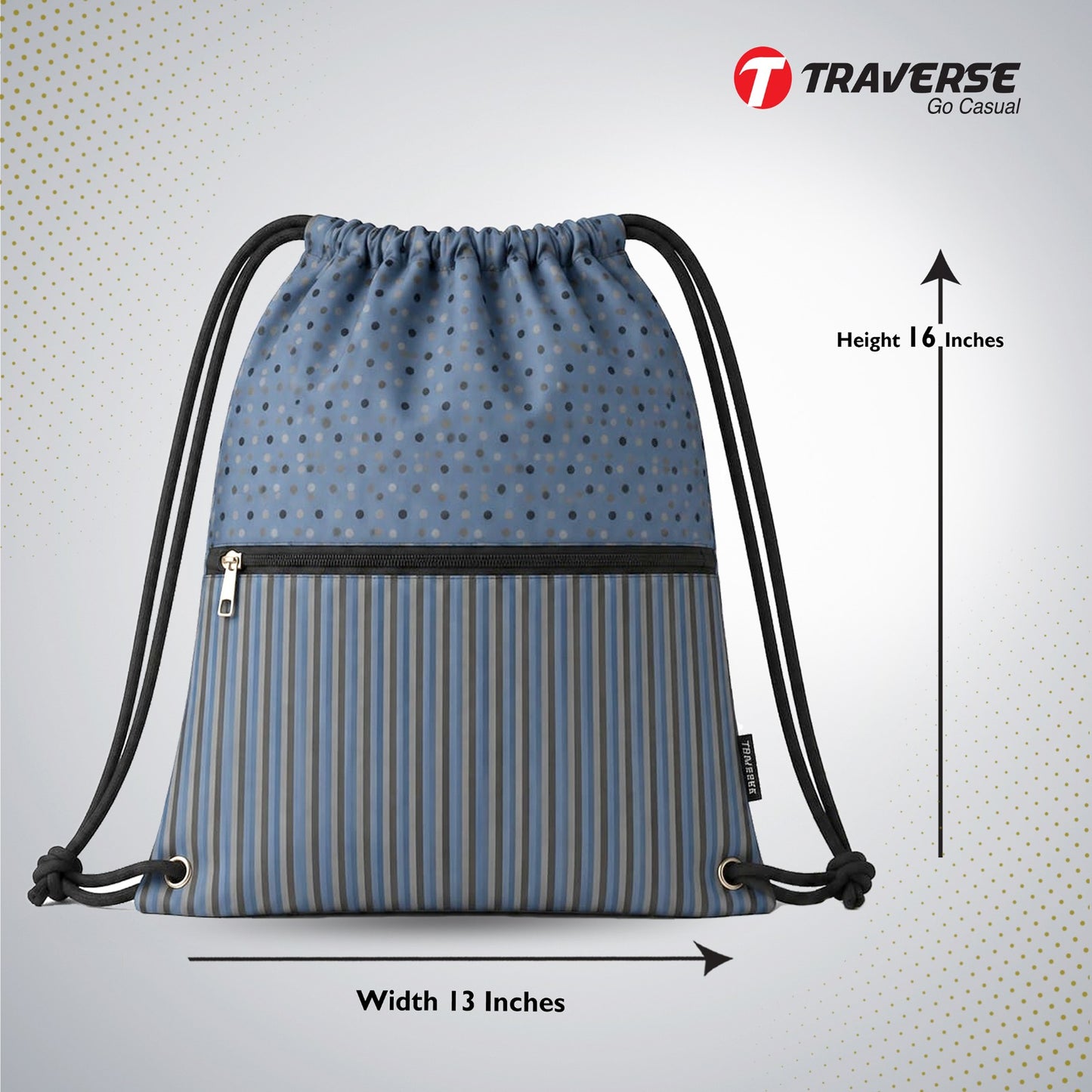 Traverse polka dot zipper drawstring