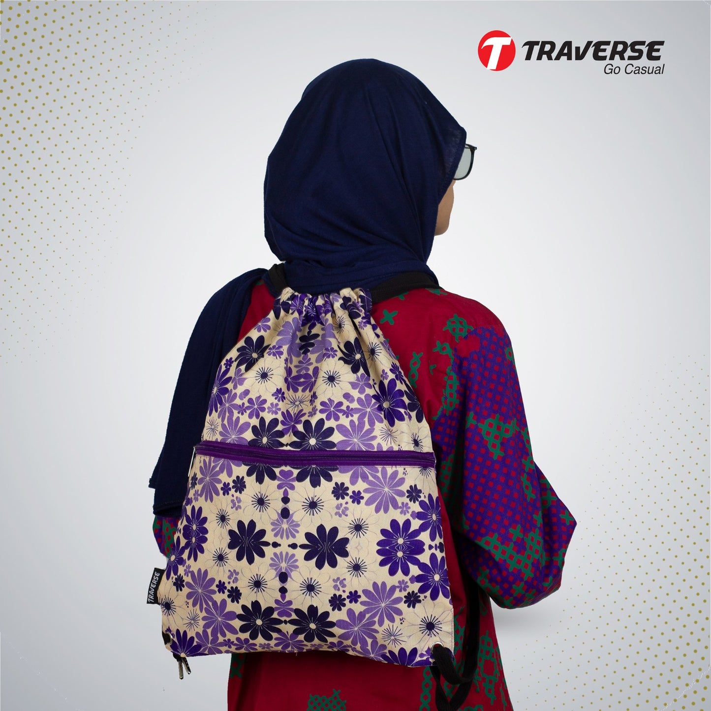 Traverse floral zipper drawstring