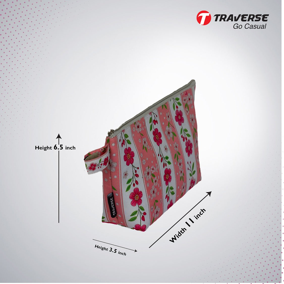 Traverse floral makeup pouch