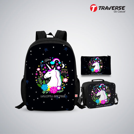 Traverse unicorn backpack, lunch box and pouch bundle