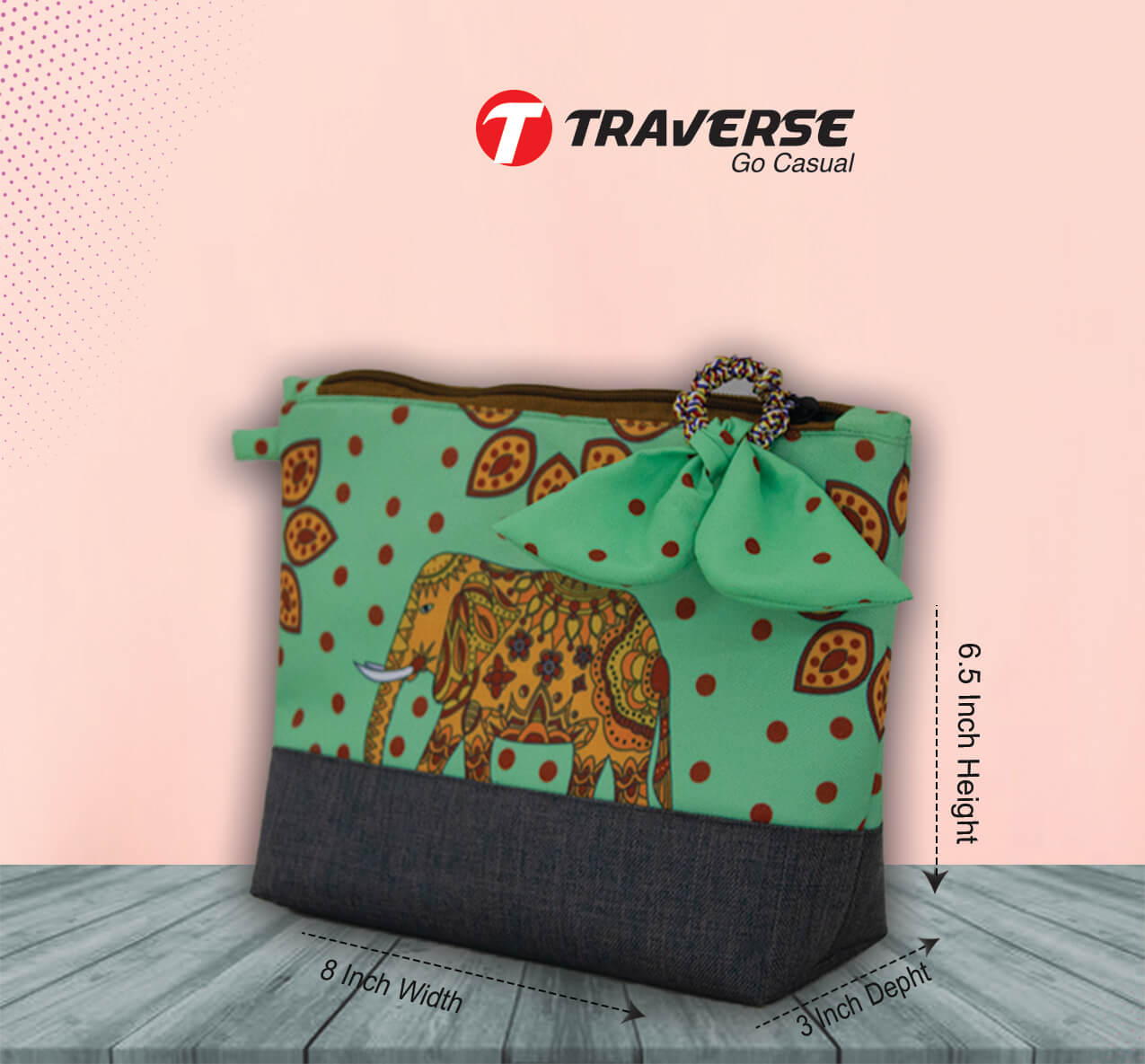 Makeup pouch for Girls- Digitally Printed on Canvas Fabric by Traverse
