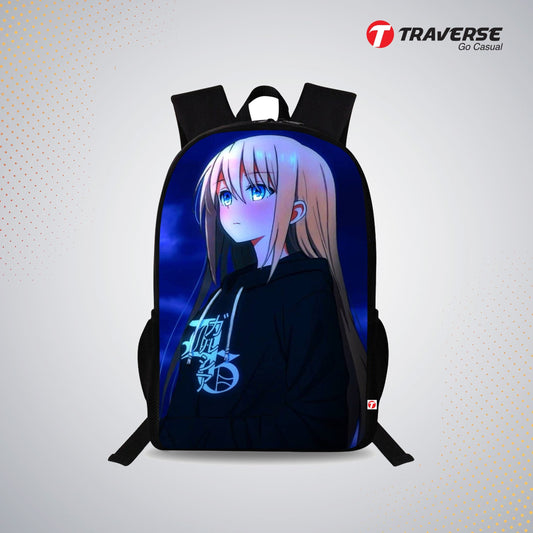 Traverse Anime Girl Bags For Boys & Girls. Digitally printed on Fabric with latest technology. Dual Compartment large backpack