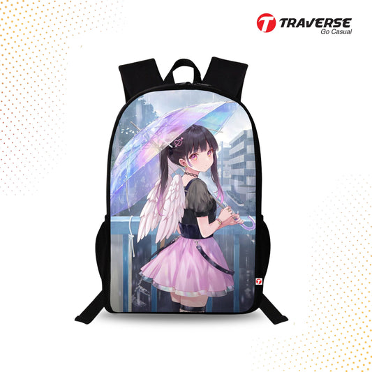 Traverse Amine Cute Girl Bags For Boys & Girls. Digitally printed on Fabric with latest technology. Dual Compartment large backpack