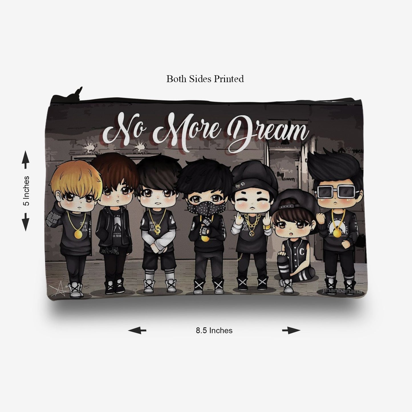 Traverse BTS / BT21 pencil pouch for boys & girls. Digitally printed on Fabric with both sides printed
