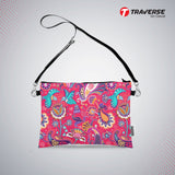 Girl Floral Pouch - ( Digitally printed on Cloth +) With Shoulder Strap.