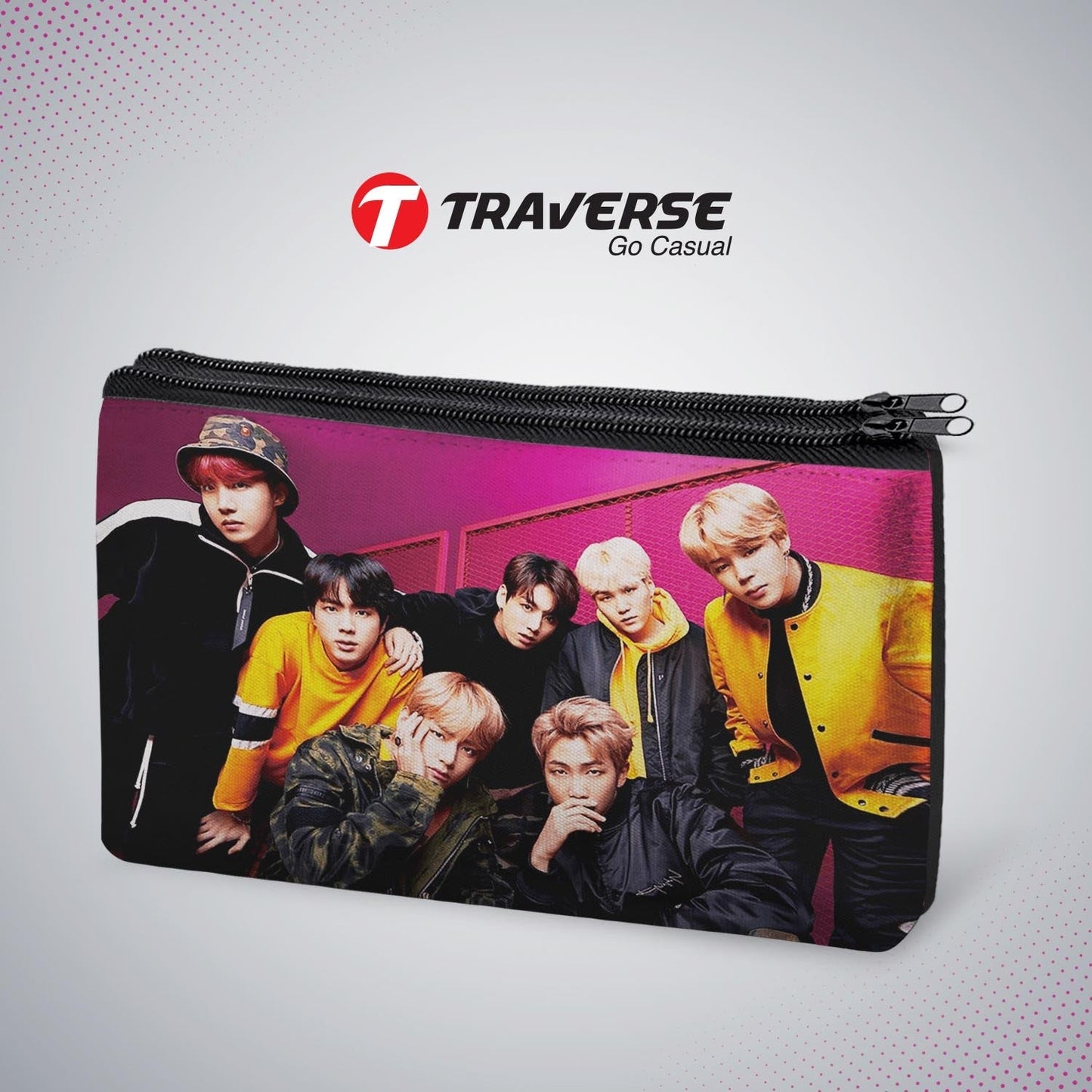 2 Zipper-BTS Pencil Pouch  (Digitally Printed On Both Side) By Traverse