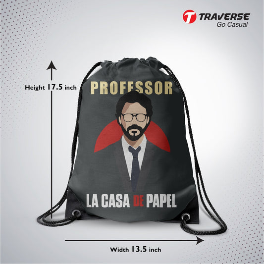 Money Heist Digitally Printed Drawstring Bag