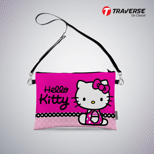 Hello Kitty- Pouch (Digitally printed on Cloth) with shoulder strap