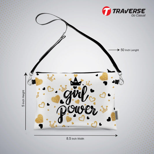 Girl power- Pouch (Digitally printed on Cloth) with shoulder strap