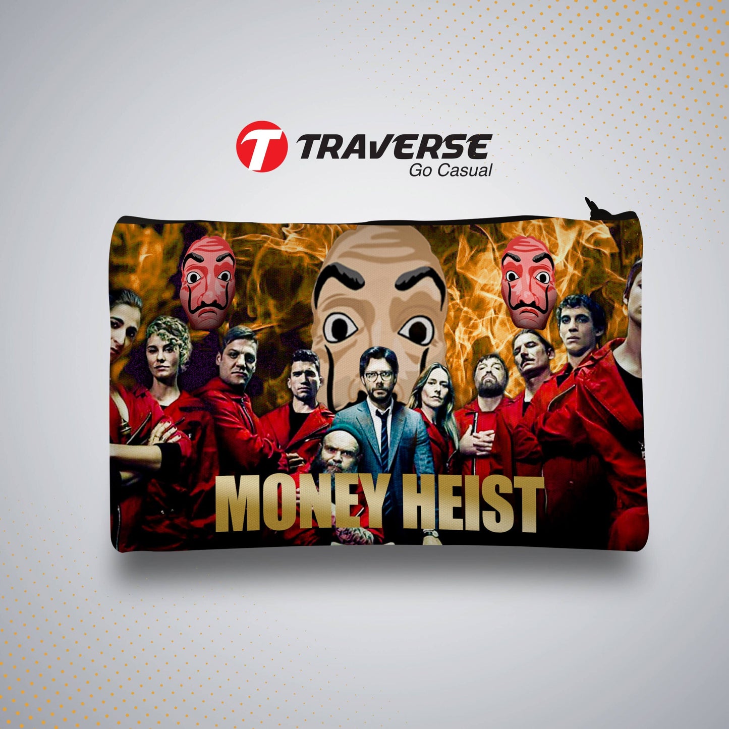 Pack of 3 Money Heist– Bundle Offer – Money Heist Backpack , With Two Money Heist Pencil Pouches