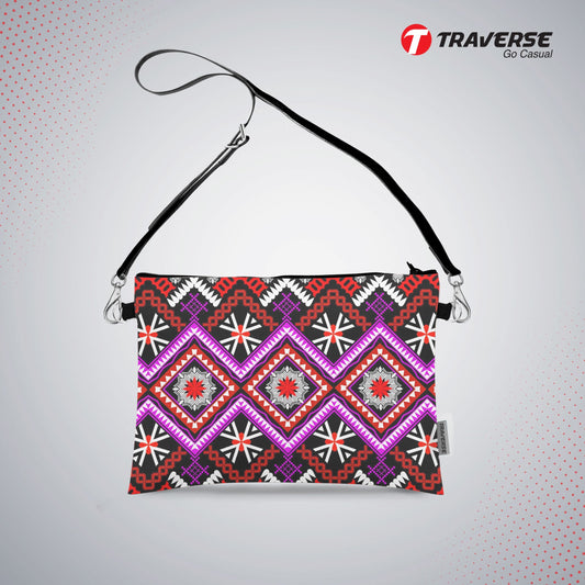 Girl Floral Pouch - (Digitally printed on Cloth) With Shoulder Strap.