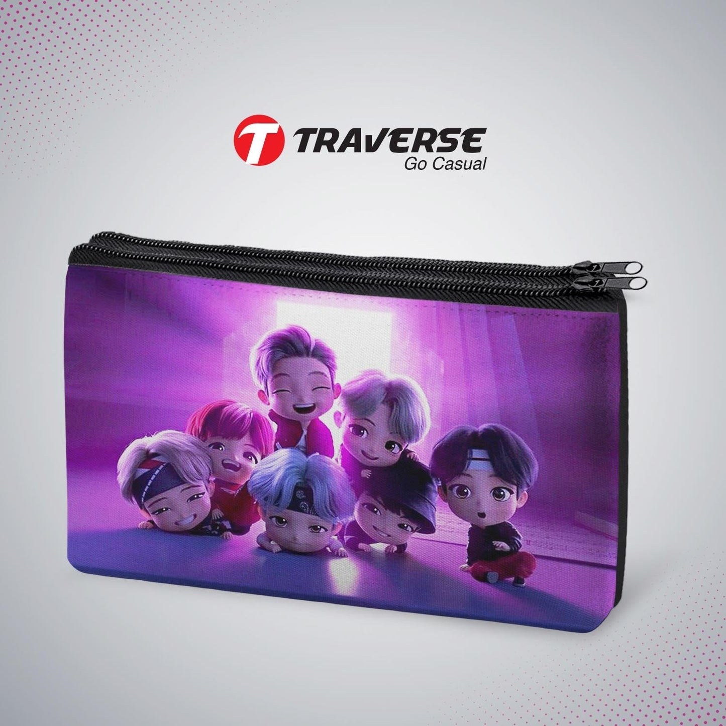 2 Zipper-BTS Pencil Pouch  (Digitally Printed On Both Side) By Traverse
