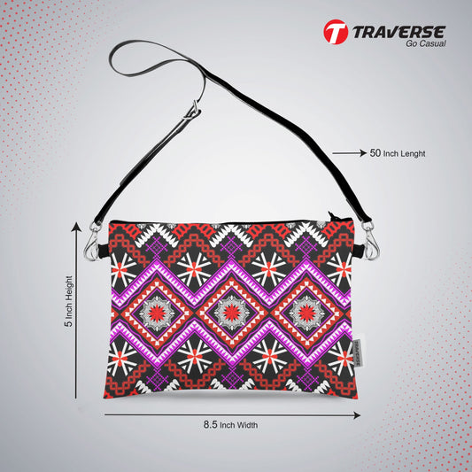 Girl Floral Pouch - (Digitally printed on Cloth) With Shoulder Strap.