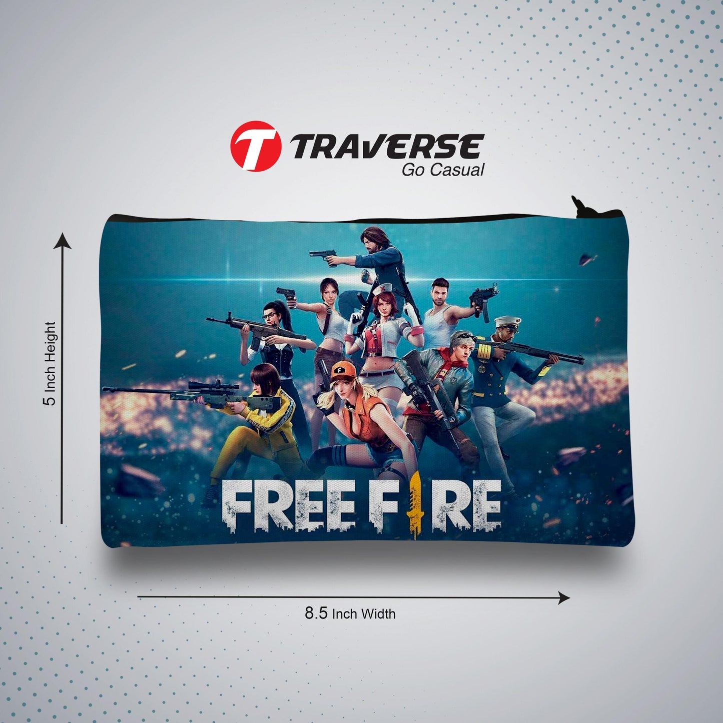 Free Fire Pencil Pouch (Digitally printed on Cloth)