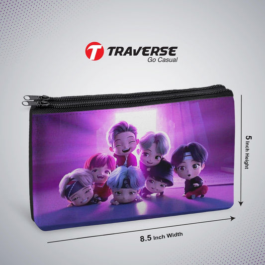 2 Zipper-BTS Pencil Pouch  (Digitally Printed On Both Side) By Traverse