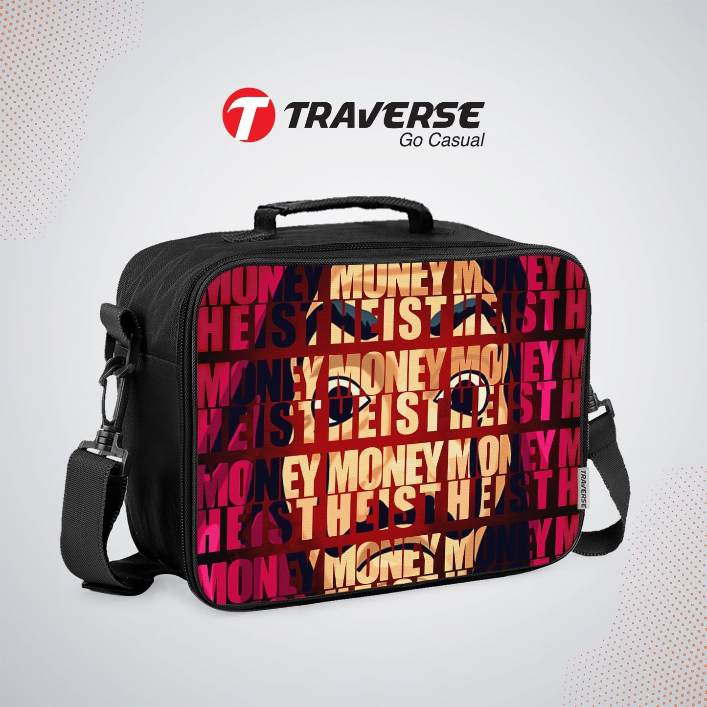 Money Heist Lunch box for kids (Digitally printed on Cloth) by Traverse