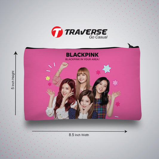 Black Pink Pencil Pouch (Digitally printed on Cloth)