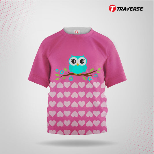 Owl Digitally Printed Fashion T-shirt for Kids by Traverse
