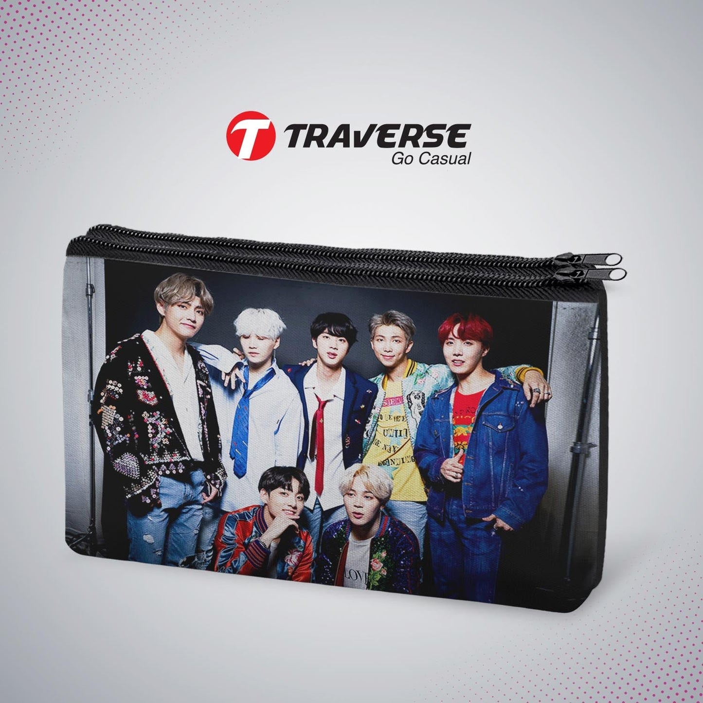 2 Zipper-BTS Pencil Pouch  (Digitally Printed On Both Side) By Traverse