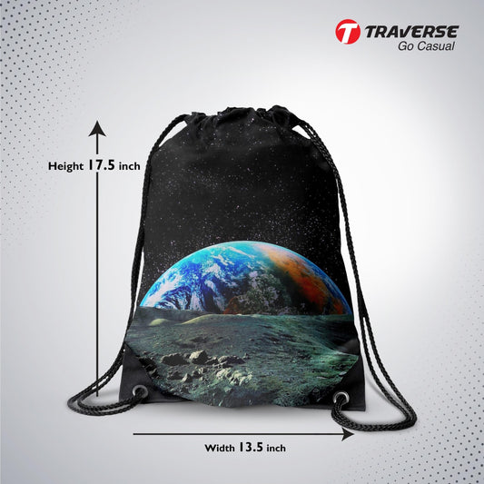 Space Digitally Printed Drawstring Bag
