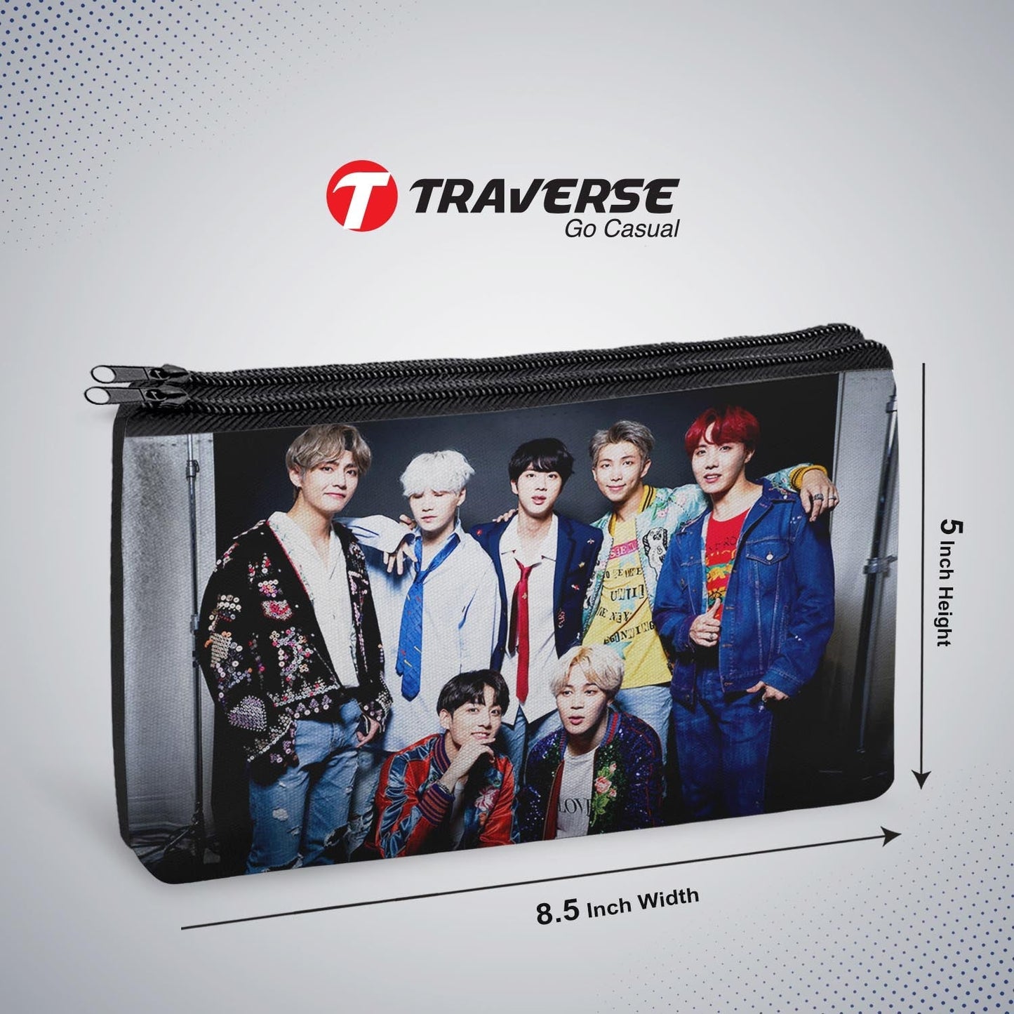 2 Zipper-BTS Pencil Pouch  (Digitally Printed On Both Side) By Traverse
