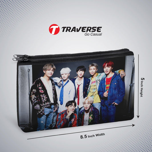 2 Zipper-BTS Pencil Pouch  (Digitally Printed On Both Side) By Traverse