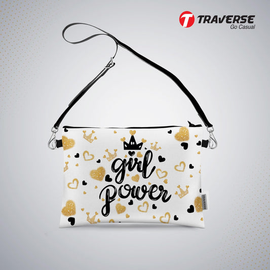 Girl power- Pouch (Digitally printed on Cloth) with shoulder strap