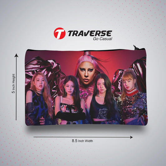 Black Pink Pencil Pouch (Digitally printed on Cloth)