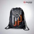 Never Give Up Digitally Printed Drawstring Bag