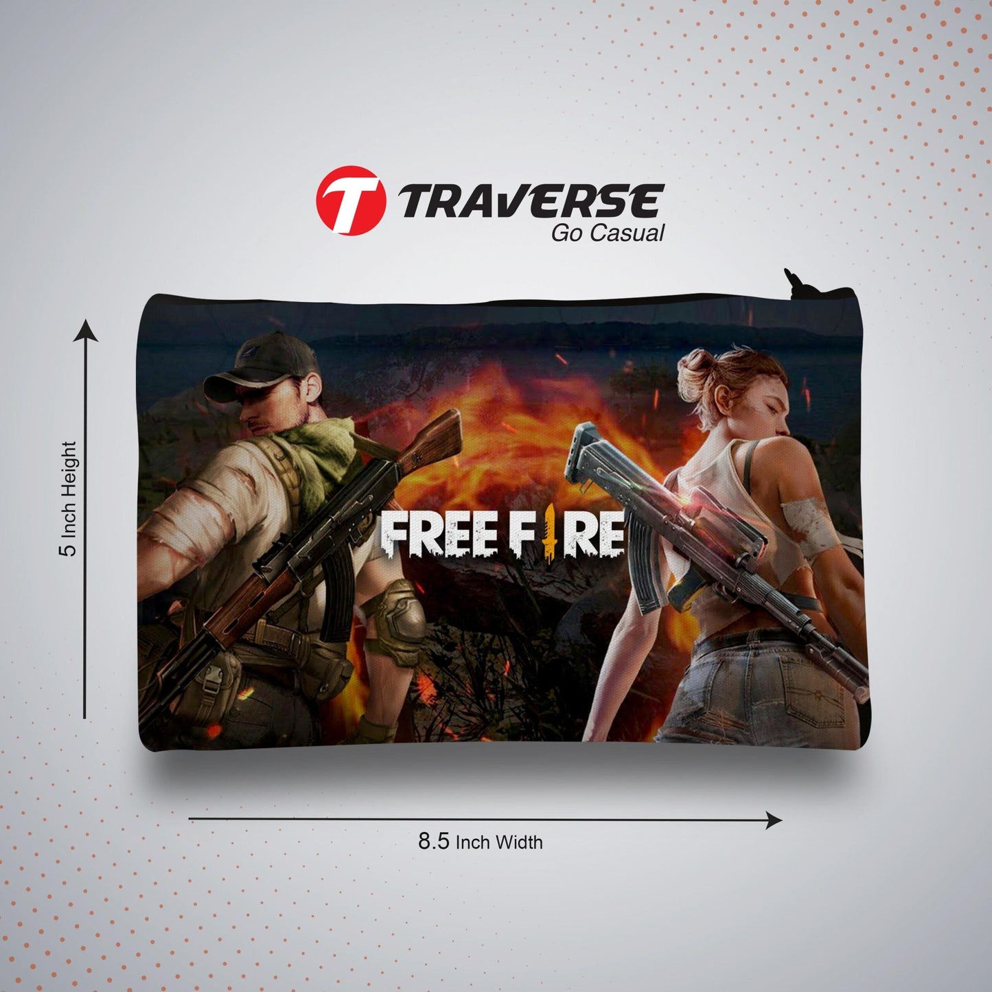 Free Fire Pencil Pouch (Digitally printed on Cloth)
