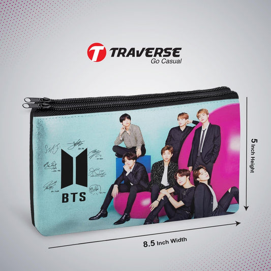 2 Zipper-BTS Pencil Pouch  (Digitally Printed On Both Side) By Traverse