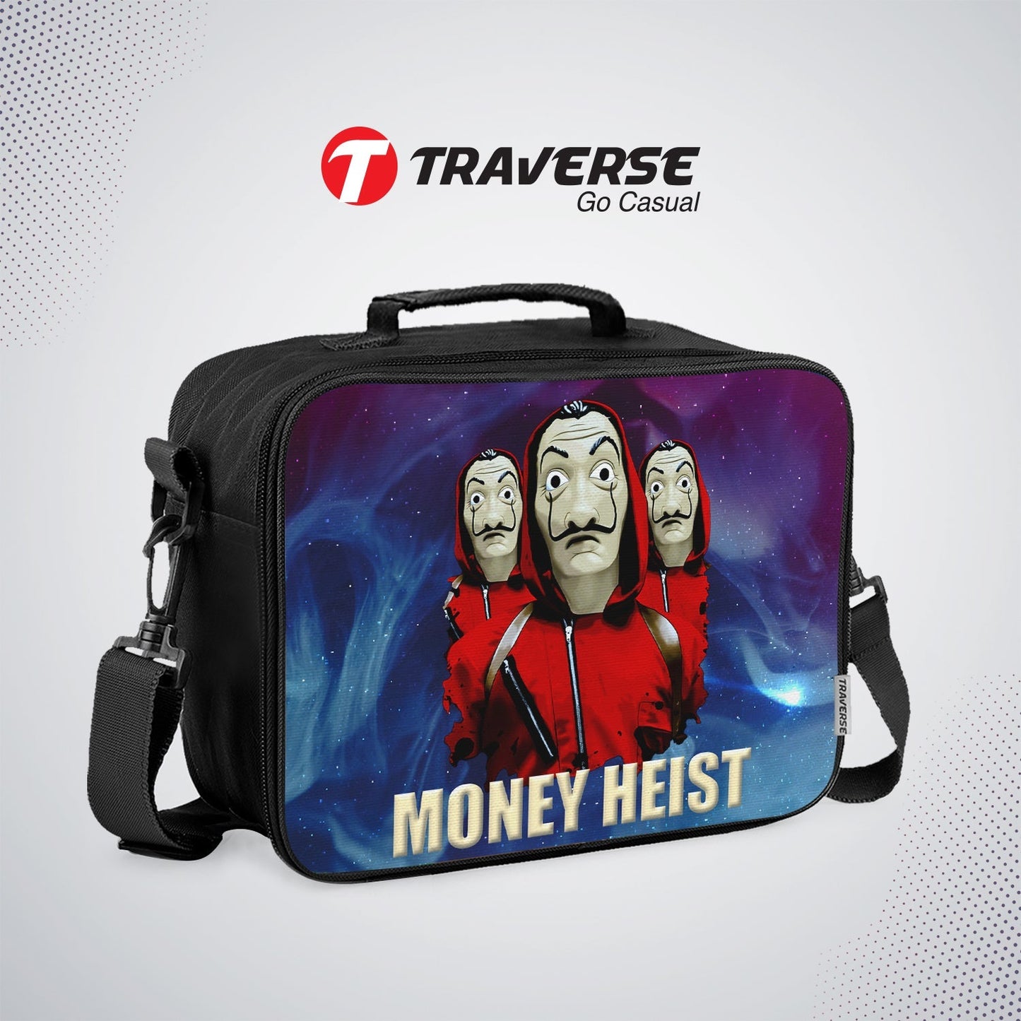 Money Heist Lunch box for kids (Digitally printed on Cloth) by Traverse