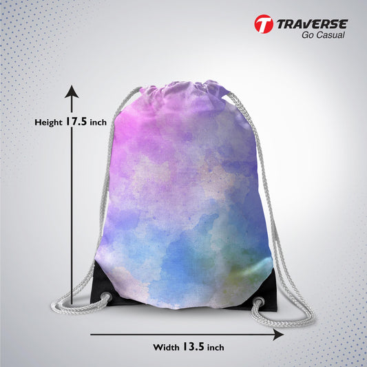 Multicolored Printed Drawstring Bag