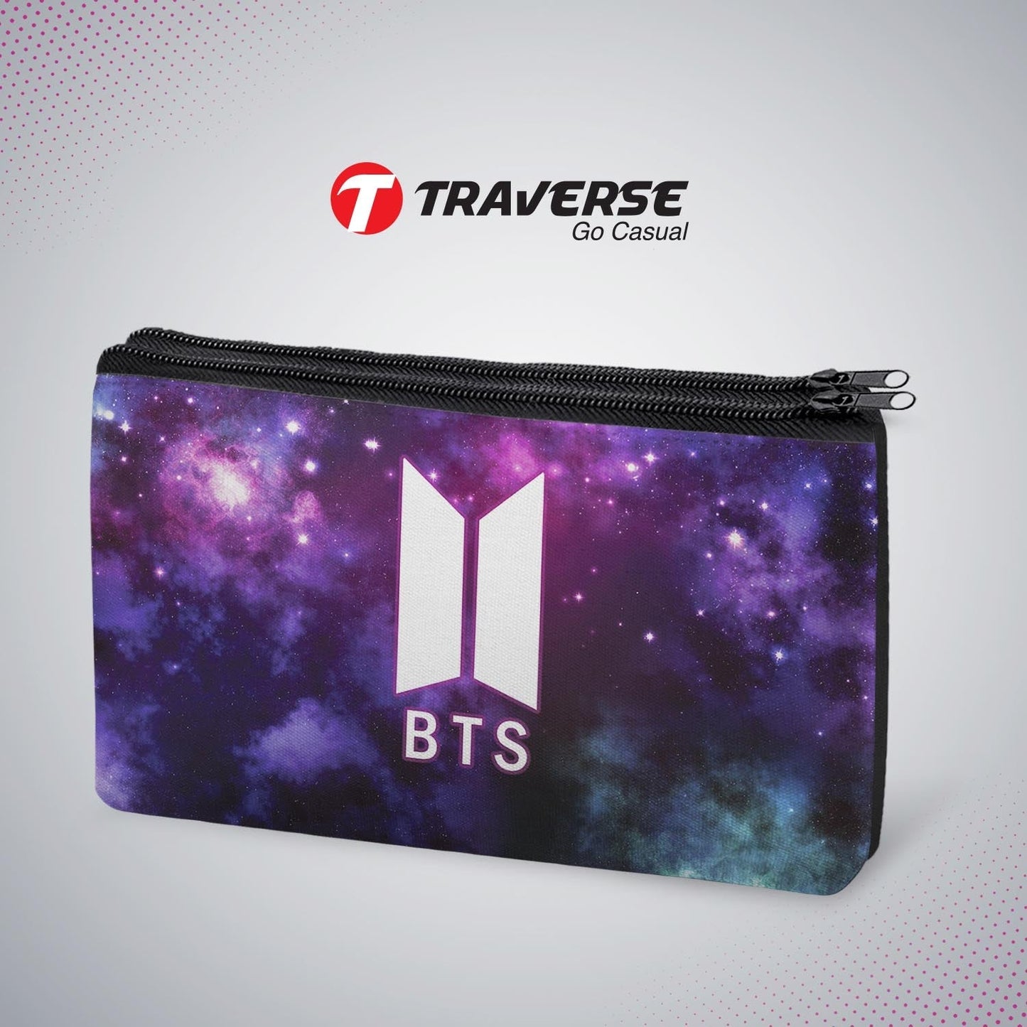 2 Zipper-BTS Pencil Pouch  (Digitally Printed On Both Side) By Traverse