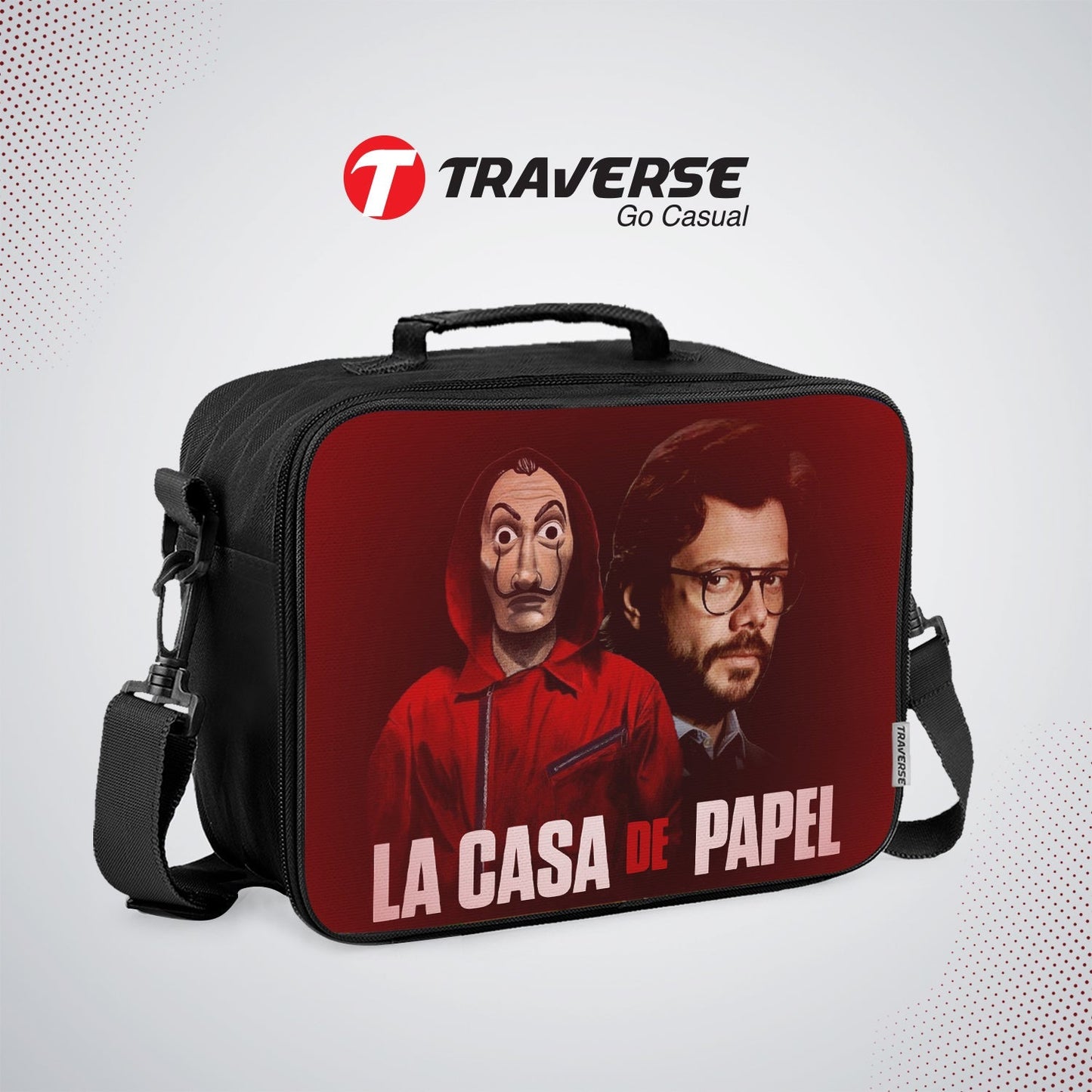Money Heist Lunch box for kids (Digitally printed on Cloth) by Traverse