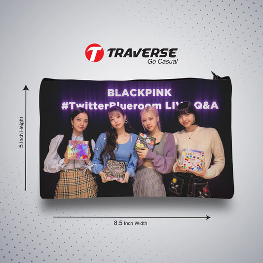 Black Pink Pencil Pouch (Digitally printed on Cloth)