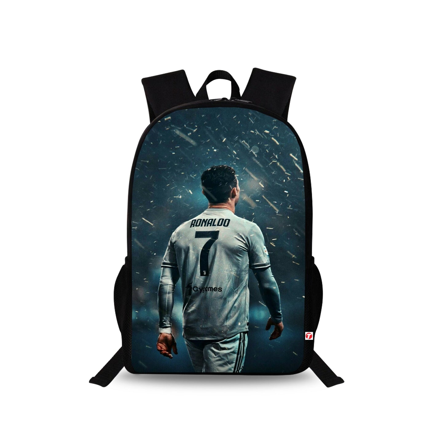Traverse Ronaldo Bags For Boys & Girls. Digitally printed on Fabric with latest technology. Dual Compartment large backpack