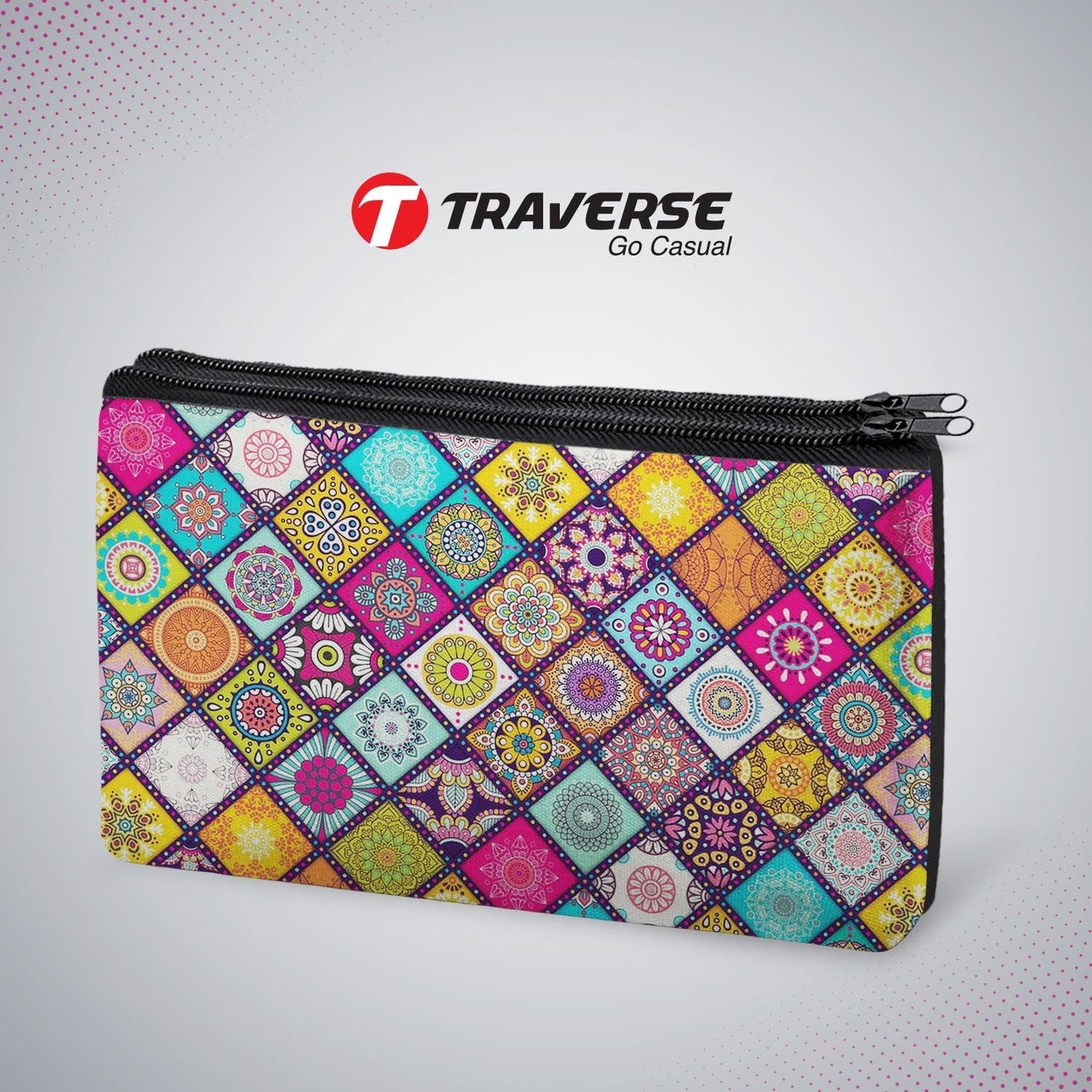 2 Zipper-Collage Printed Pencil Pouch  (Digitally Printed On Both Side) By Traverse