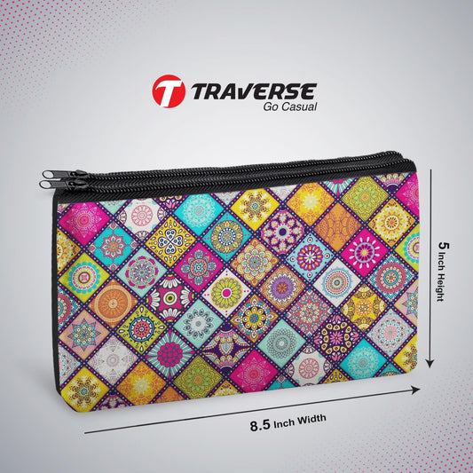2 Zipper-Collage Printed Pencil Pouch  (Digitally Printed On Both Side) By Traverse