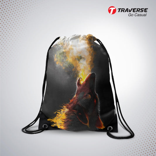 Wolf Digitally Printed Drawstring Bag