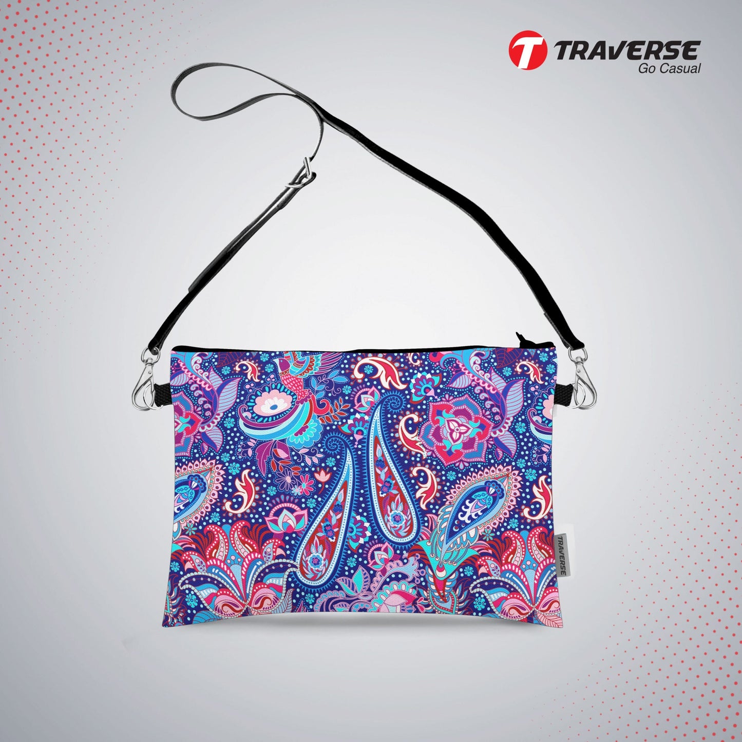 Girl Floral Pouch - (Digitally printed on Cloth) With Shoulder Strap.
