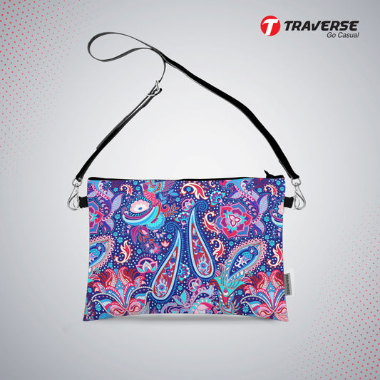 Girl Floral Pouch - (Digitally printed on Cloth) With Shoulder Strap.