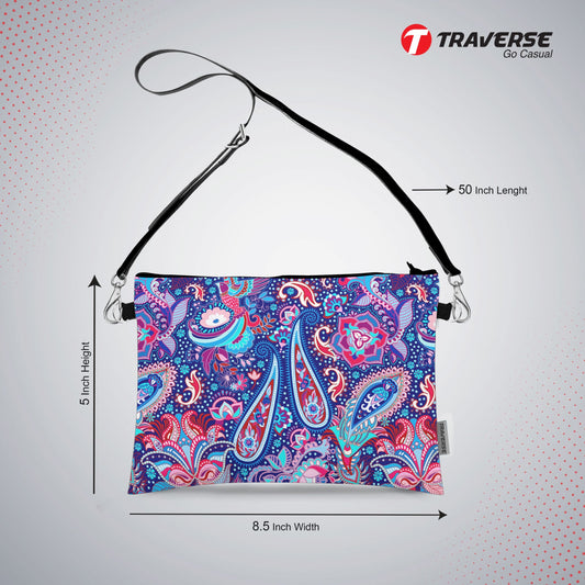 Girl Floral Pouch - (Digitally printed on Cloth) With Shoulder Strap.