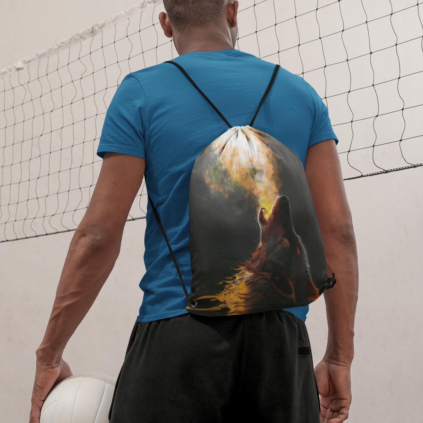 Wolf Digitally Printed Drawstring Bag