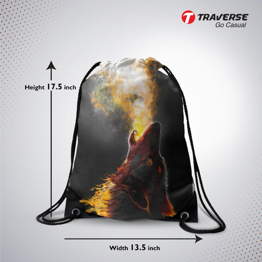 Wolf Digitally Printed Drawstring Bag