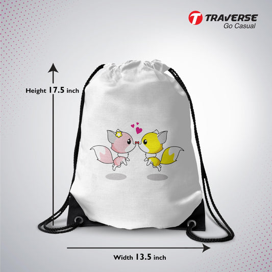 Girl Printed Drawstring Bag
